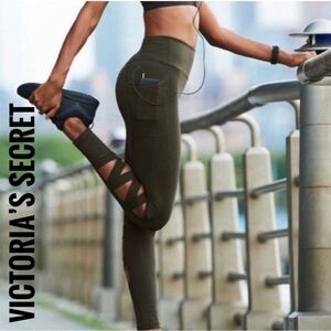 Victoria's Secret Olive Green Strappy Sport Leggings.